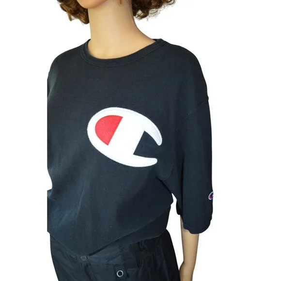 Vintage 90s Champion Big C Logo T Shirt 100% Cotton Mens Size XL Casual Sportswe - Picture 2 of 7